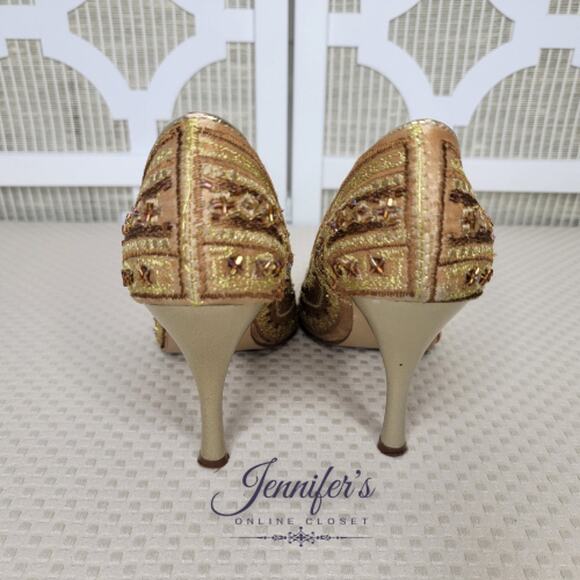 Nine West Casanova Brocade Beaded Pointed Toe Heels Size 6.5 - Picture 6 of 16